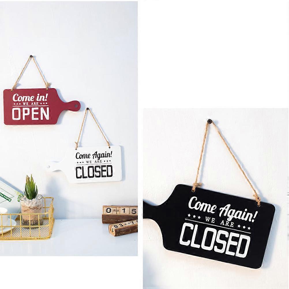 Door Tag Wooden Sign for Decoration 2Pcs Store Hanging Double-Sided Plaque