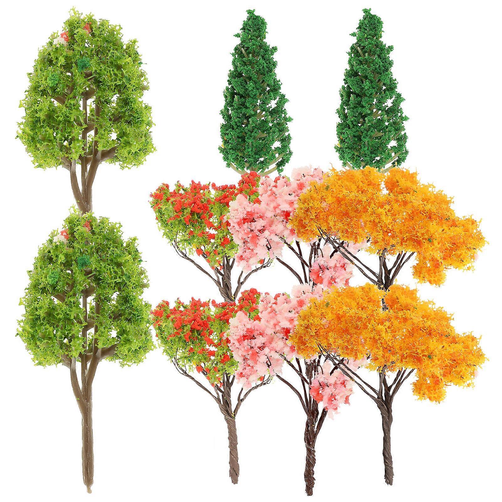 Mini Tree Decor 10Pcs Assorted Color Plastic Trees for Sand Table Layouts and Craft Enthusiasts