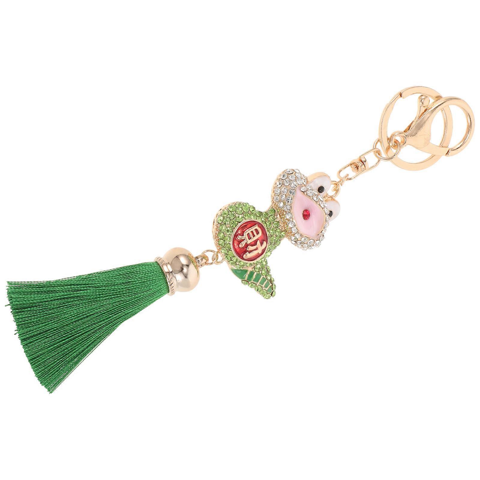 Snake Keychain Elegant Alloy Rhinestone Keychain for Hanging Keys 2Pcs
