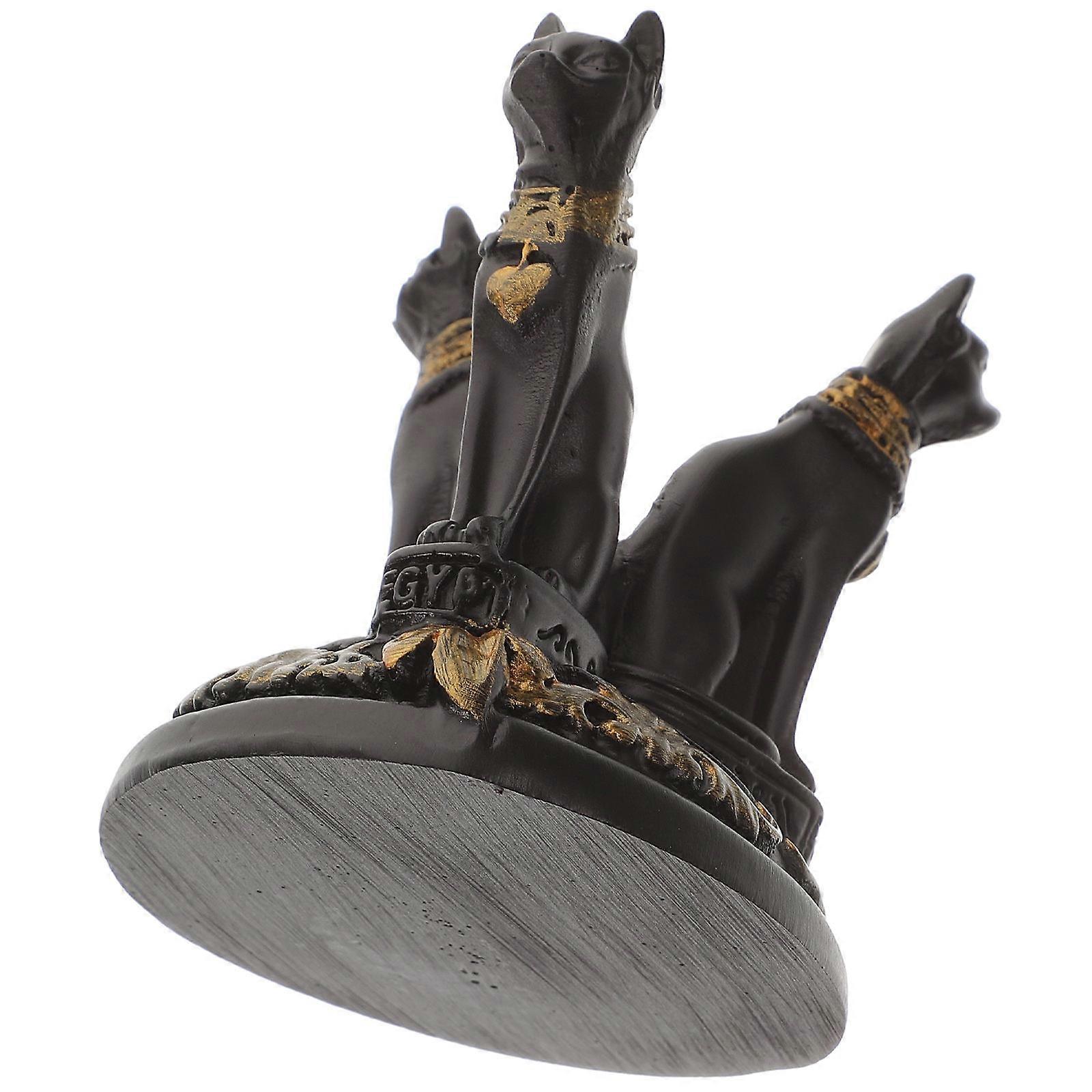 2Pcs Black Resin Cat Figurines for Sacrificial Altar Decoration
