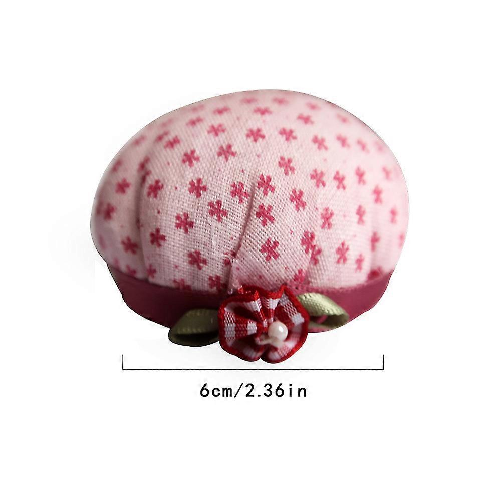 Sewing Pin Cushion Diy Craft Store Pins Collect Needles and Pins Tiny Flower Shape Fabric Wooden Base 1Pack