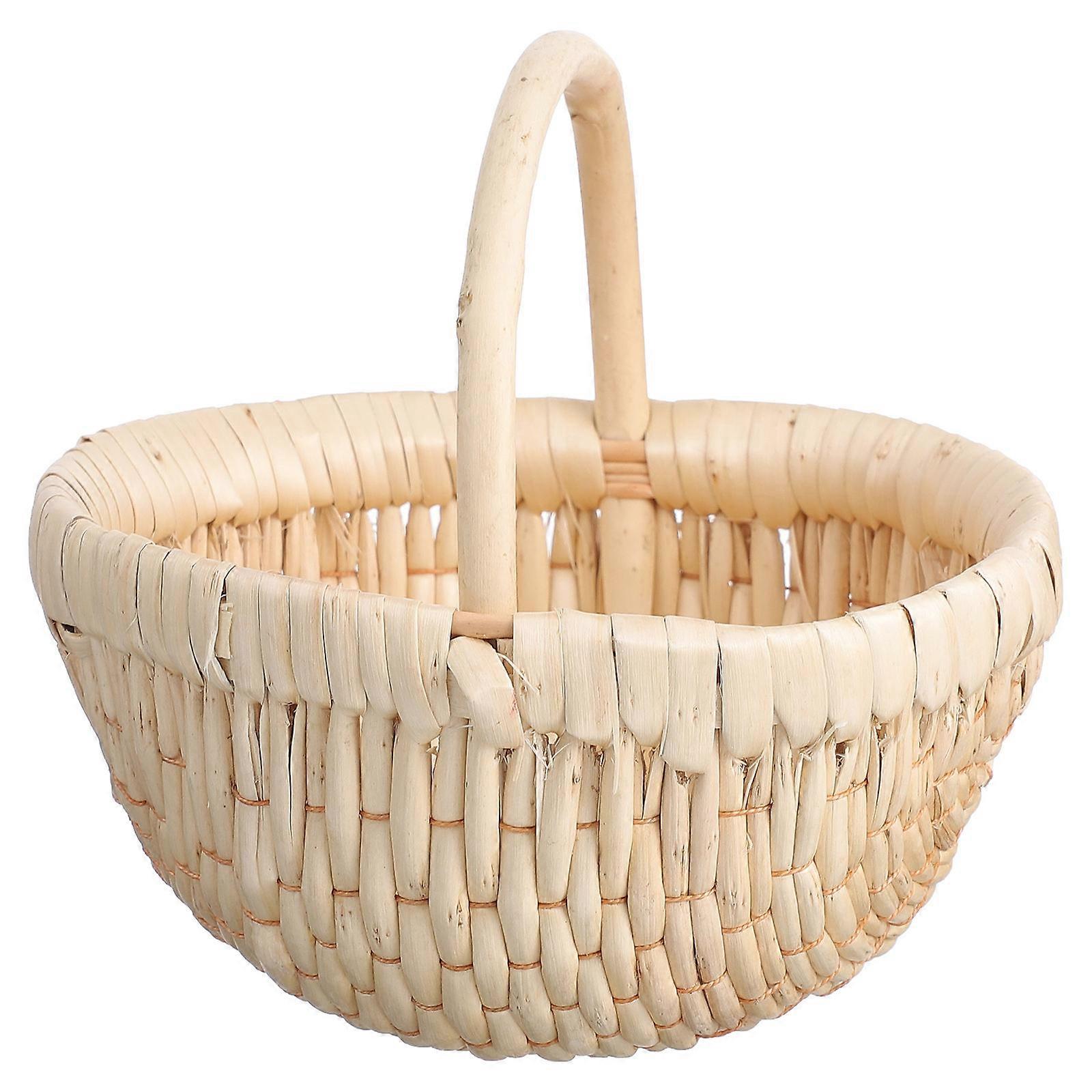 2Pcs Handheld Flower Basket for Storage Use Beige Decorative Storage Basket