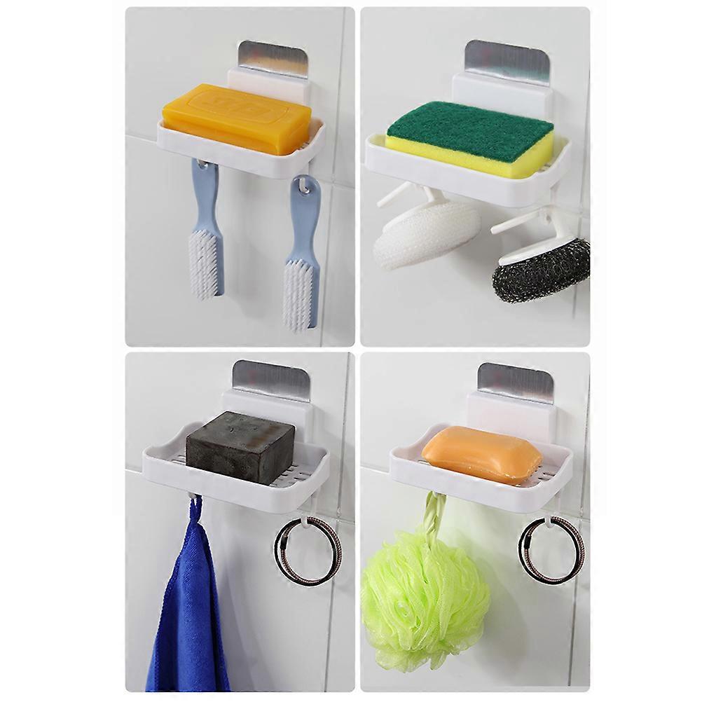 Wall Mounted Soap Saver Plastic Dish for Holding Soap 2Pcs White