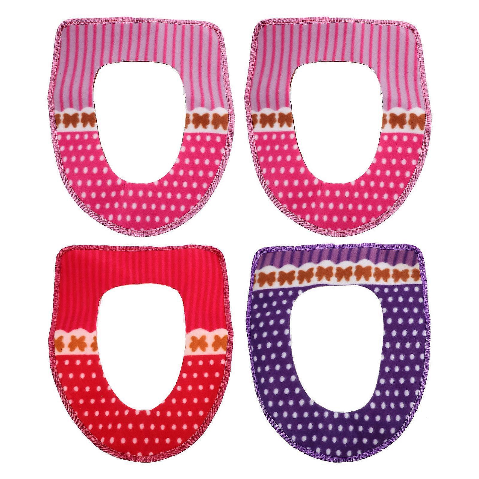 Toilet Seat Pads Plush Closestool Mat Cold-Proof Pads 8Pcs for Comfortable Use