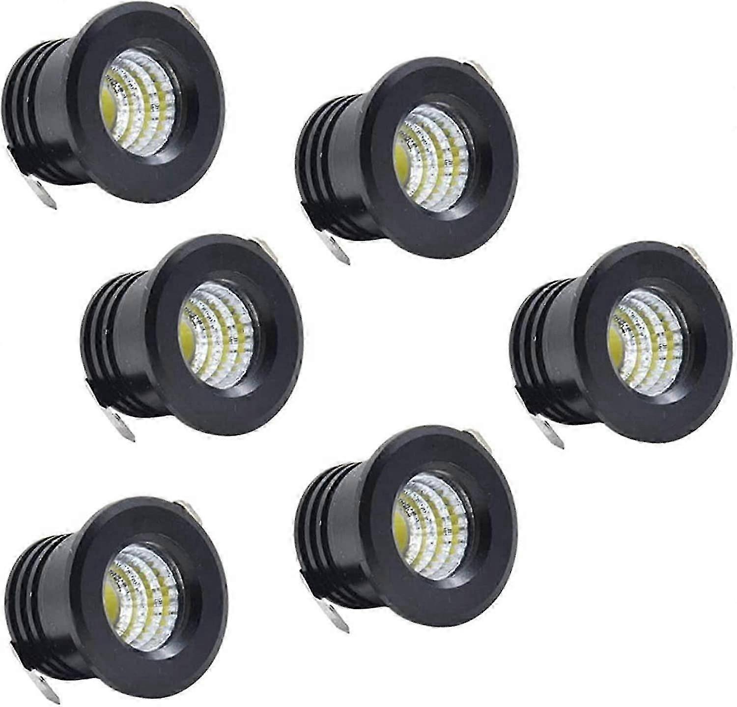 6 팩 미니 블랙 LED 매입형 천장 스포트라이트 캐비닛 천장 조명용 미니 LED 스포트라이트, 3W, 웜 화이트
