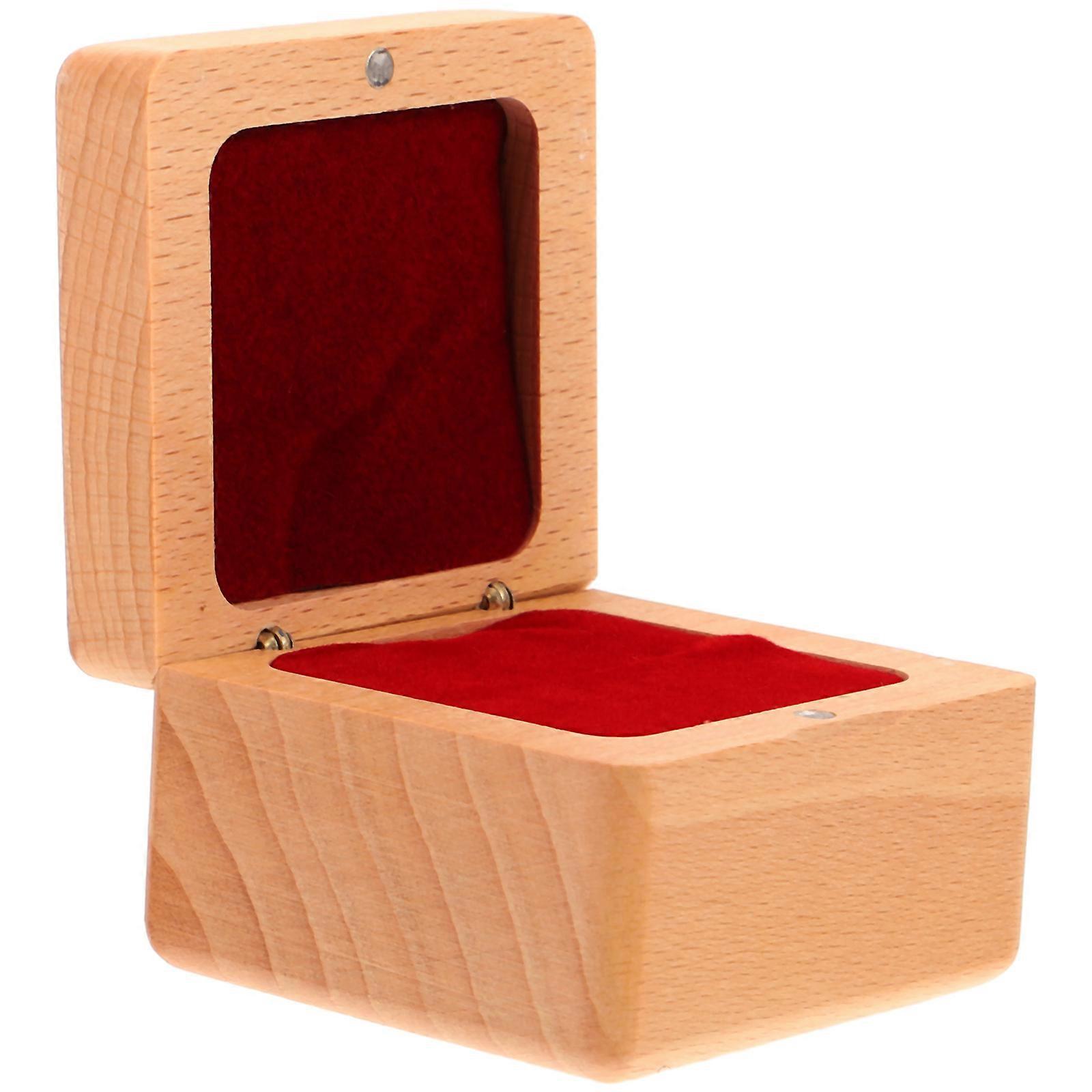 3Pcs Wooden Ring Box for Wedding Ring Holder Durable Khaki Style