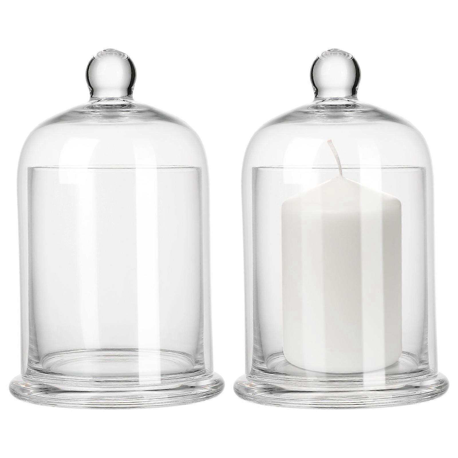 Glass Bell Jar Candle Holder for Storage Use Party 4Sets