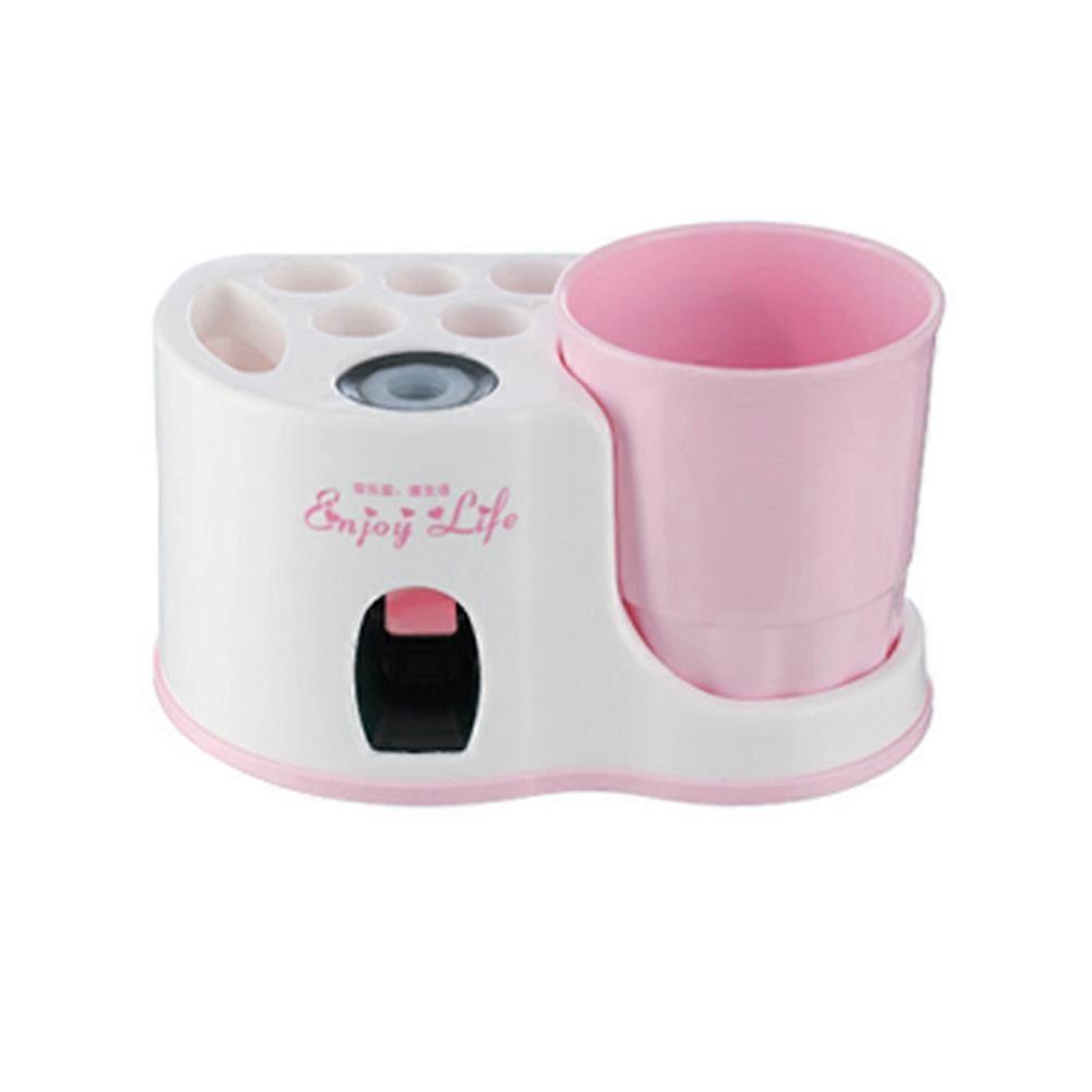Toothpaste Dispenser Toothpaste Squeezer Wall-Mounted 3Pcs Pink Set