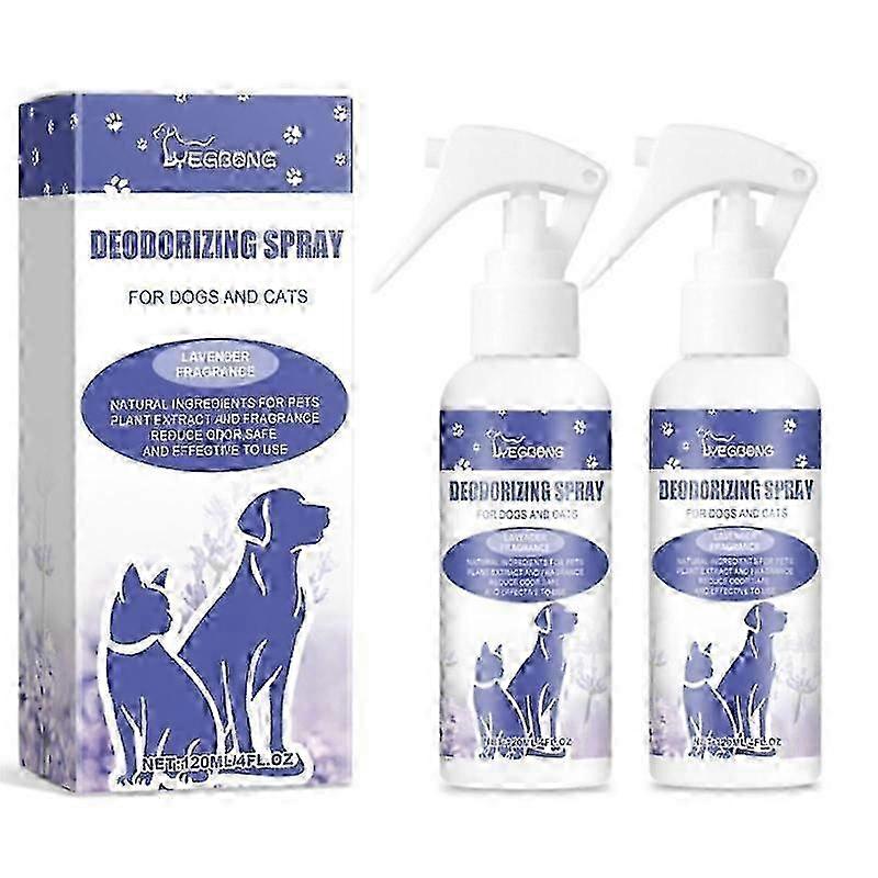 2025 2x Dog Spray Deodorizer 120ml Lavender Scent Dog Refresher Spray Long-Lasting Dog Freshener Cat Deodorizing Spray For Home Carpet
