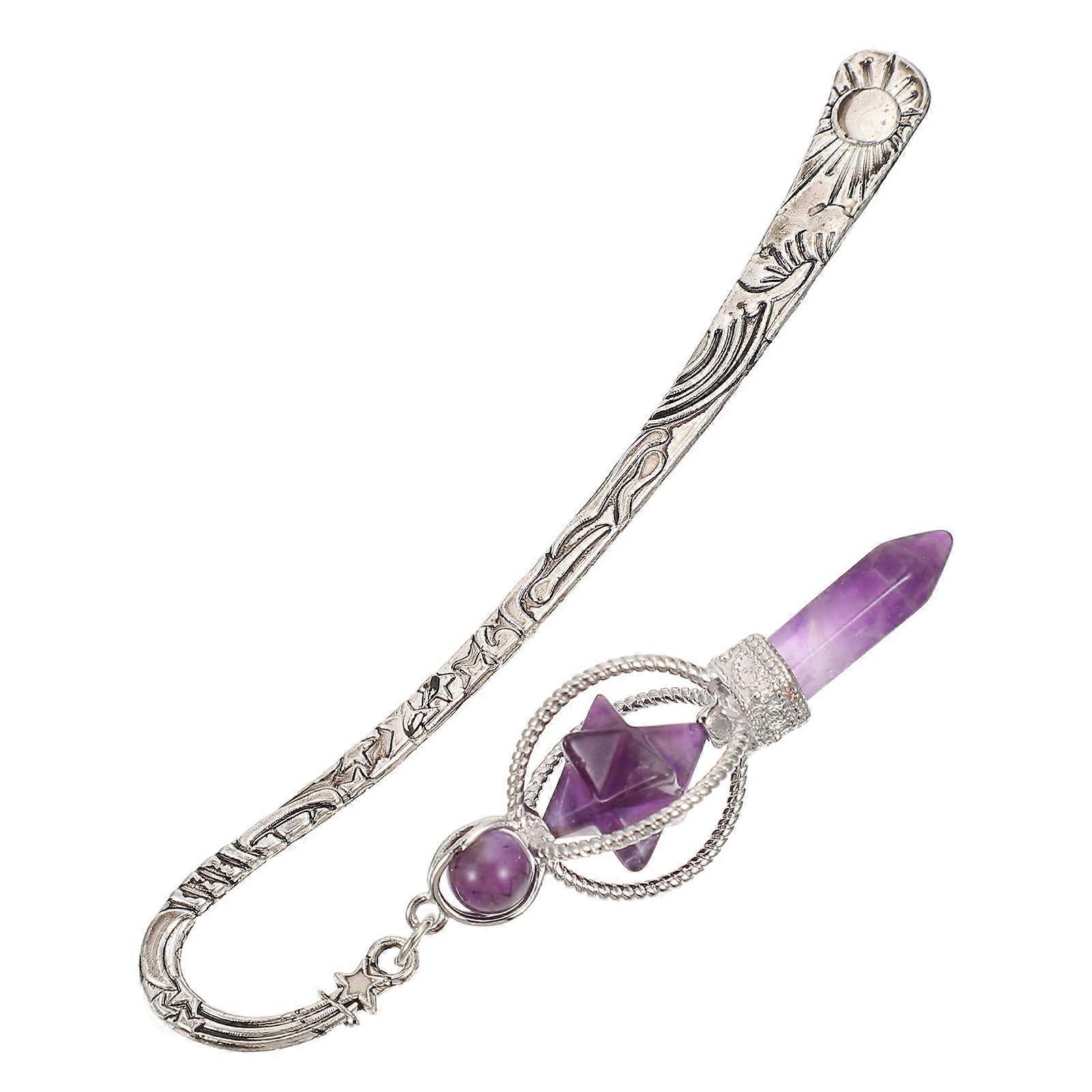 Marque-page en cristal unique pour la lecture de livres, 5 pièces, pendentif violet créatif