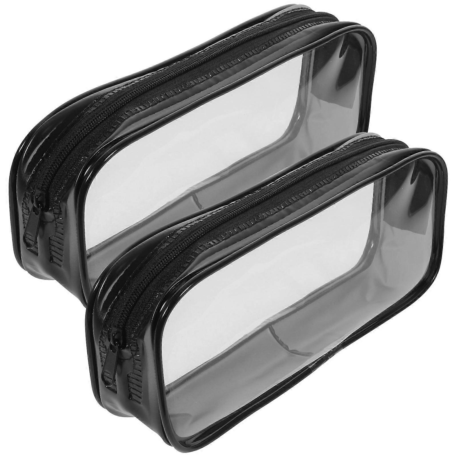 Convenient Pen Bag Multi-Function Pencil Holder Rectangular Shape Travel Accessories PVC Material Organizing Study Supplies 2Set