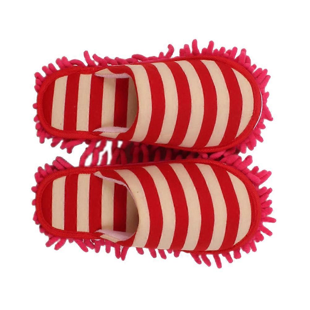 Lazy Person Floor Mop Slippers 1 Pair Anti-skid Multifunctional Shoe Covers Red For Home Cleaning