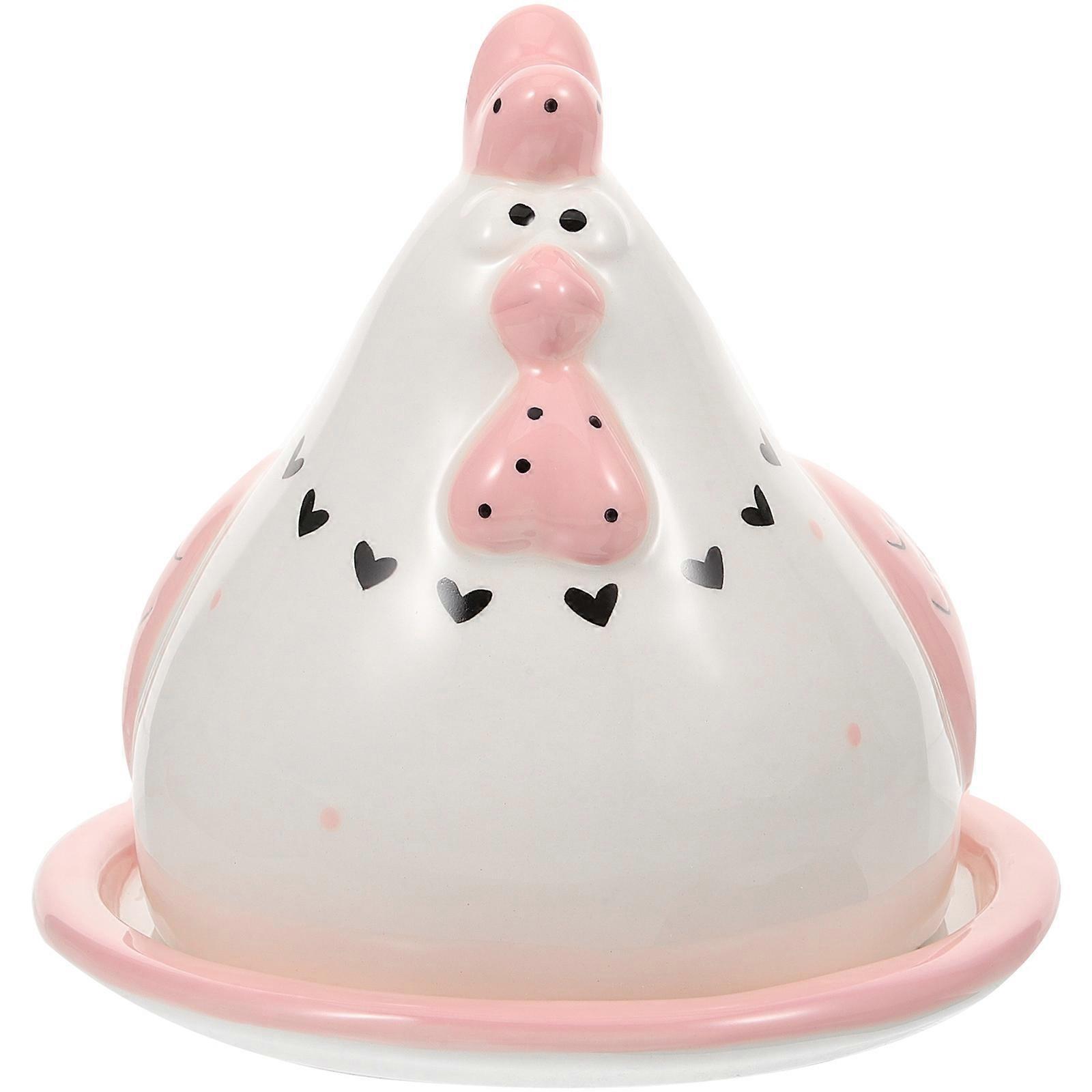 Cheese Butter Dish With Chicken Lid Food Storage Container Suitable For Household Daily Use 18X16X15.5CM 2 Sets