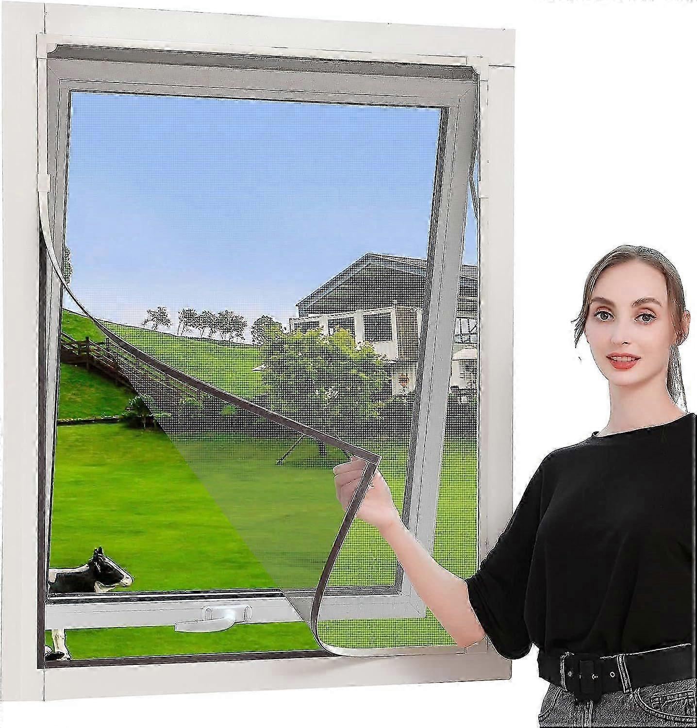 80 x 150 cm Magnetic Cuttable Anti-Insect Window Mosquito Net, Magnetic Mosquito Net Curtain with Adjustable Frame, Washable, No Punching Needed, Fire