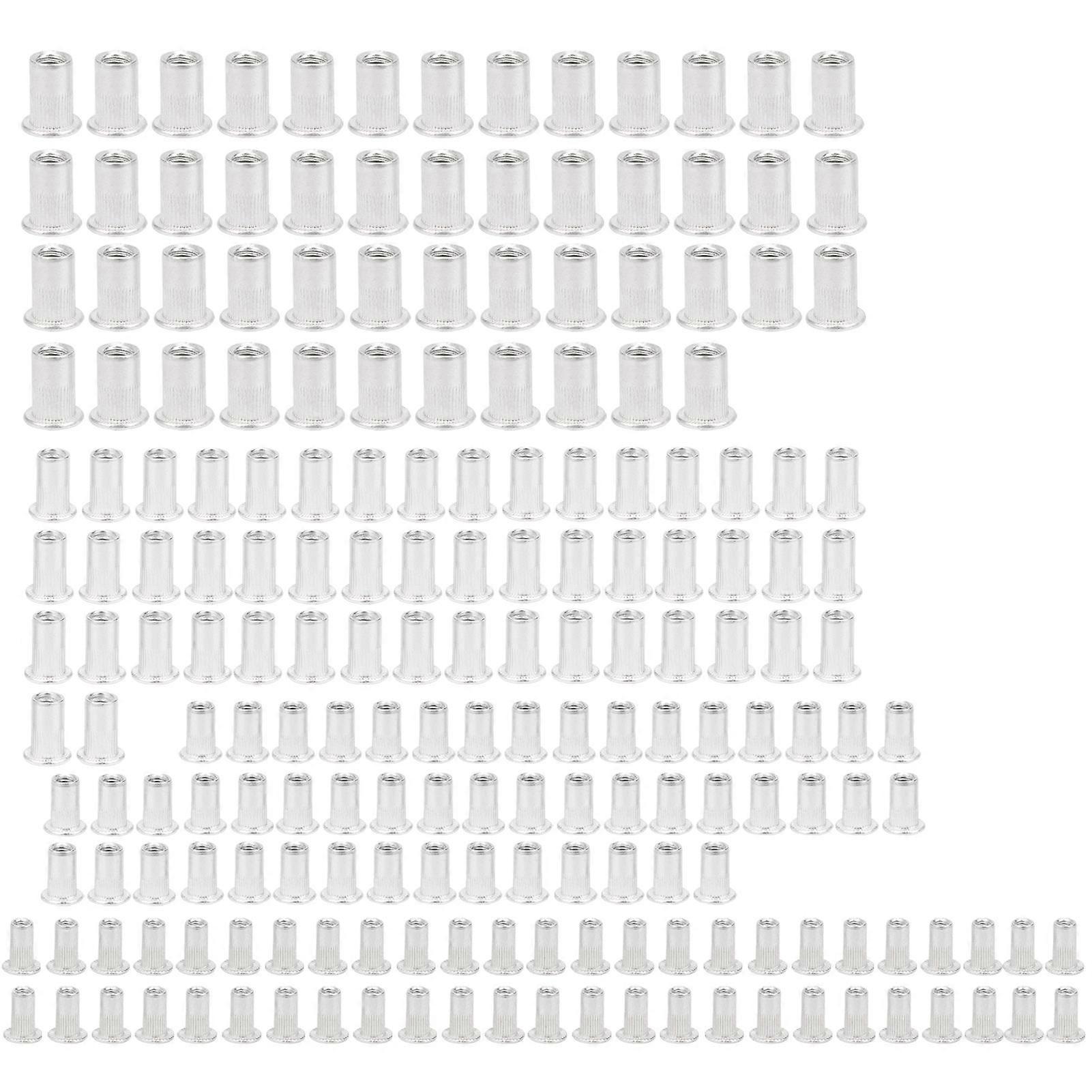 200PCS Aluminum Rivet Insert Nut Vertical Grain M3/M4/M5/M6 Combination Set Bag Packed