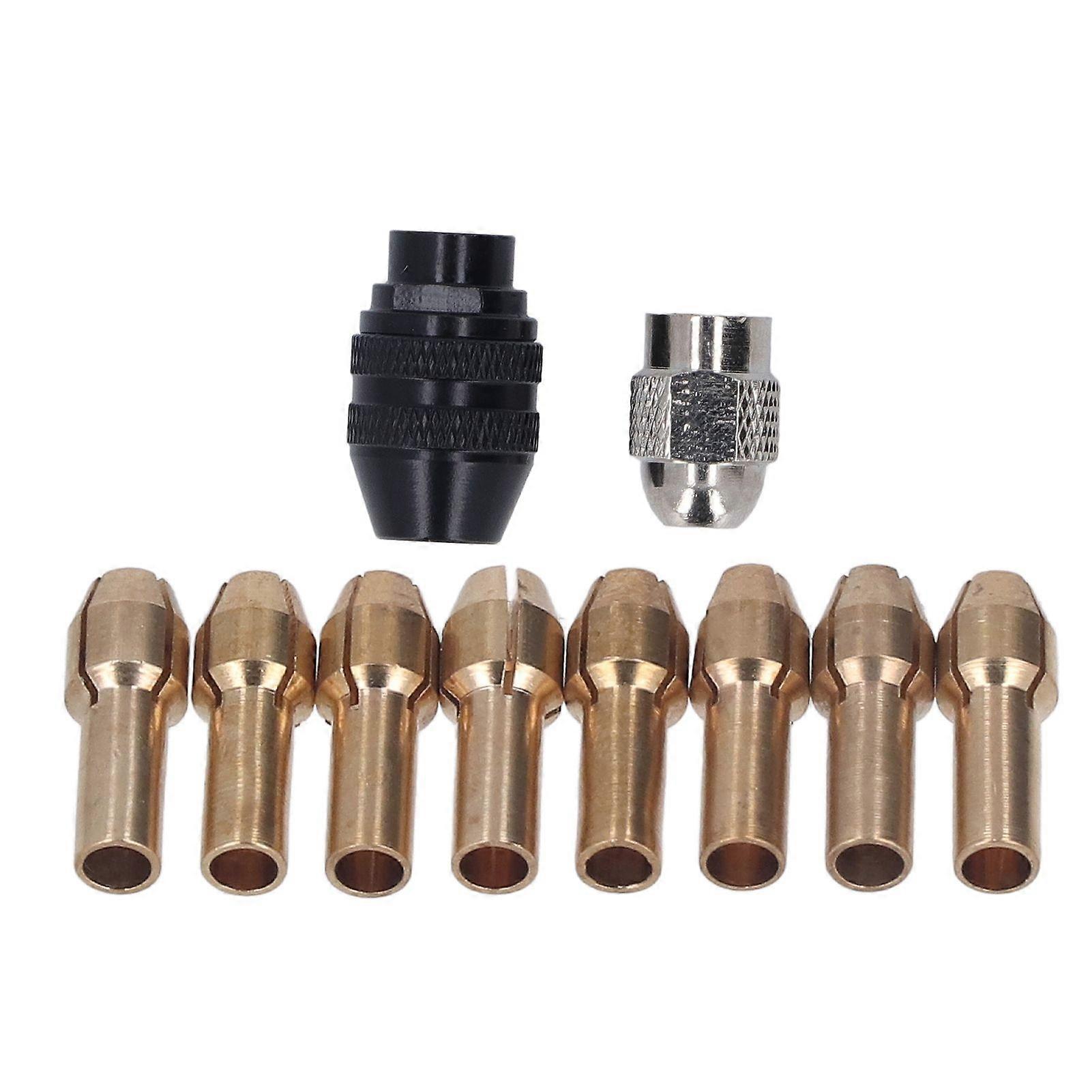 Drill Chuck Collet Set 1/32in To 1/8in Rotary Tool Keyless Chuck Adapter with 8 Sizes of Brass Collet and Nut for Dremel