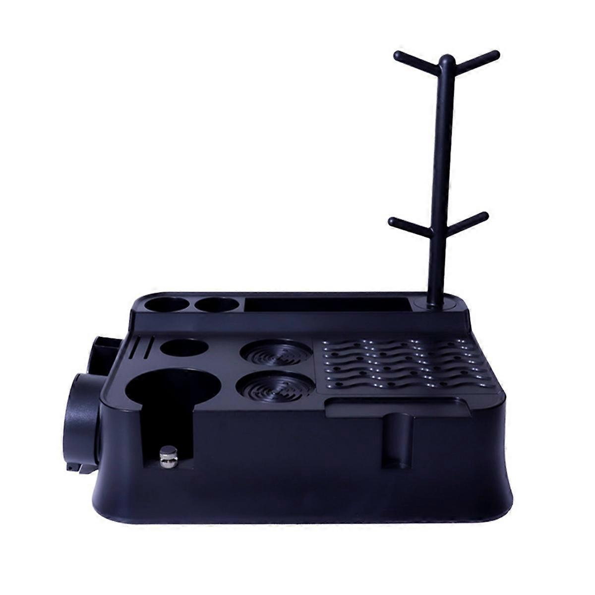 Espresso Tamping Station Espresso Organizer Box Multifunctional Handle Coffee Grounds Box Organzier Black