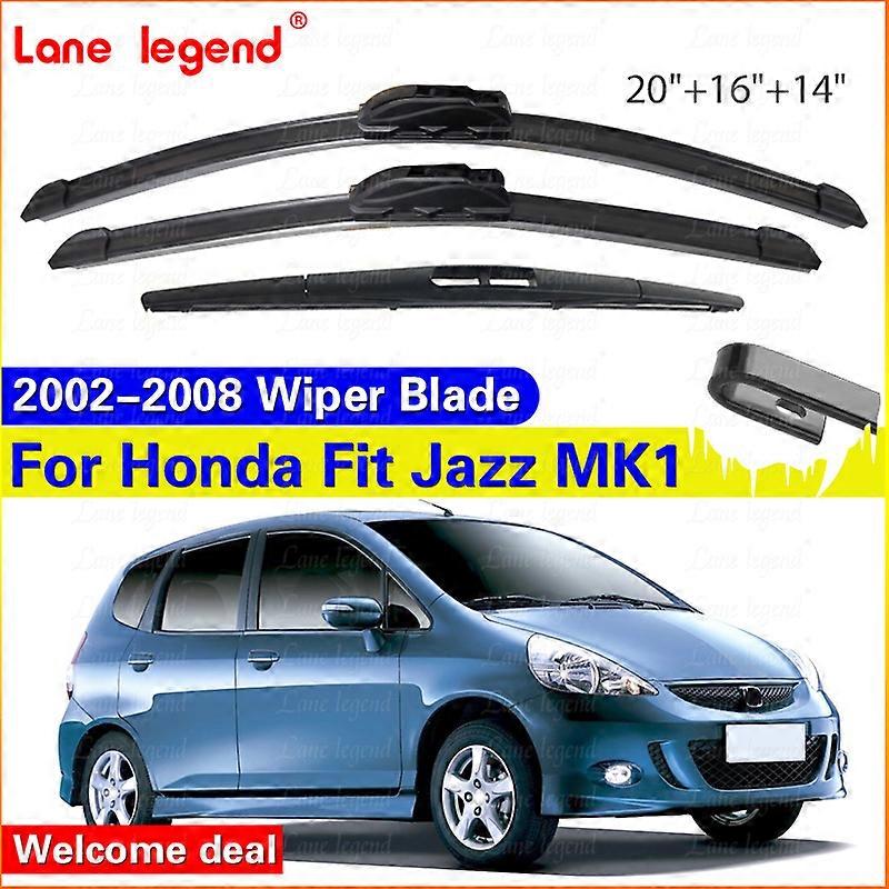 Applies to For Honda Fit Jazz 1 2002 - 2008 Front Rear Wiper Blades Windshield Windscreen Window Brush 2003 2004 2005 2006 2007 20"+16"+14"