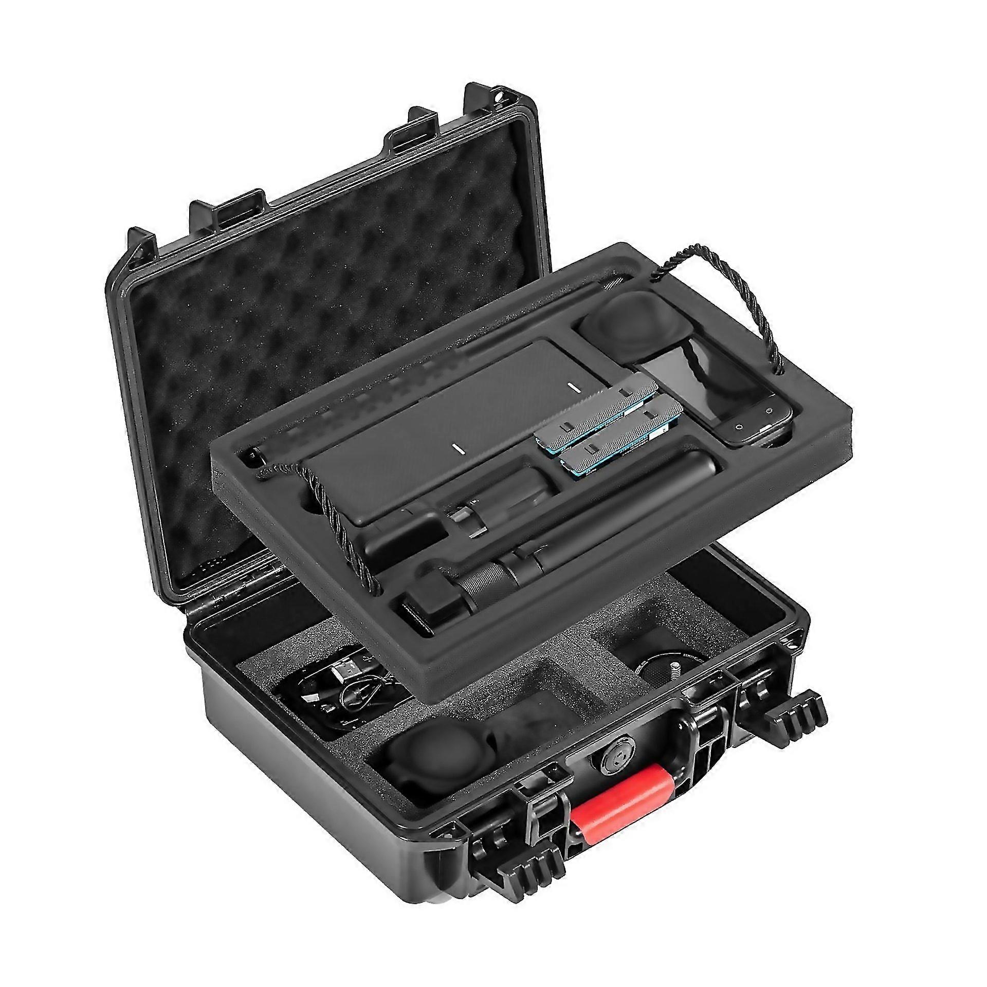 For Insta360 X5 Startrc Waterproof Duallayer Suitcase Storage Box Black