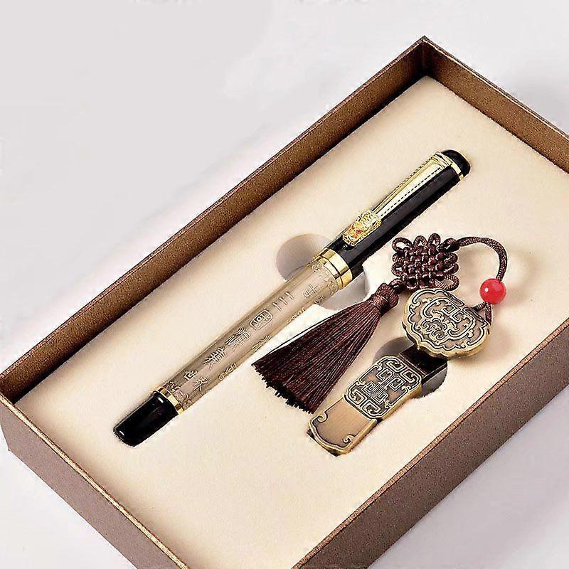 Calligraphy beginner writing set, pen retro Ruyi USB flash drive set