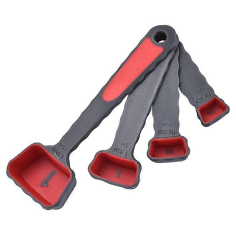 Collapsible Pp Measuring Spoons Condiments Spoon With Scale For K2set-red