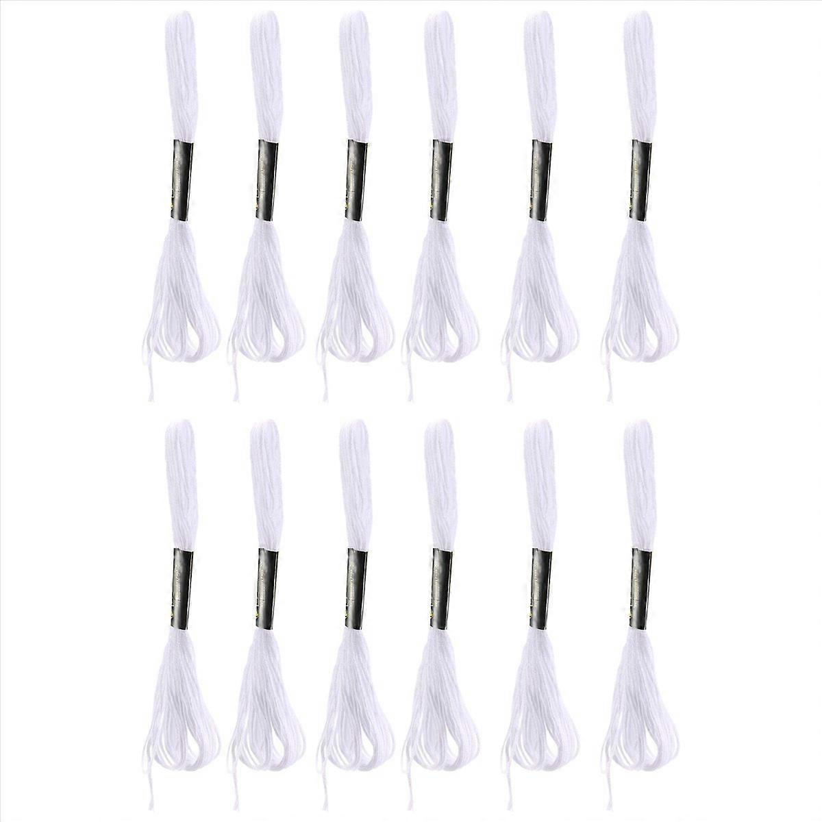 12xホワイトアンカークロスニードルコットン刺繍糸フロス