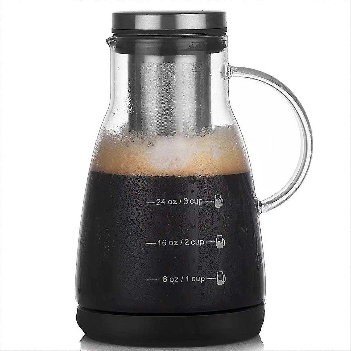960ml Dual-Use Cold Brew Coffee & Tea Maker, Glass Pot for Home Use