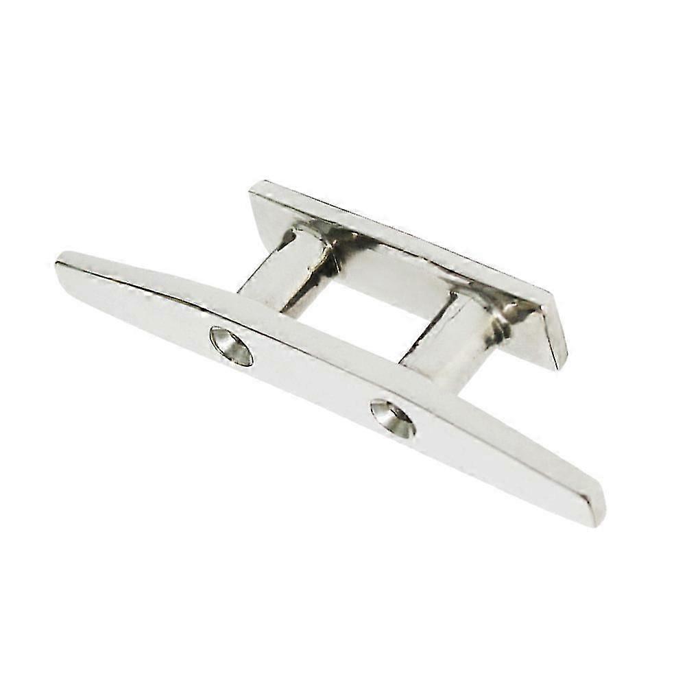 Small Boat Cleats 125mm 5 Inches Conjoined Cleat Marine Dock Cleat Stainless Steel Horn Shape Bollard Rope Holder Silver Rope Holding 1Set