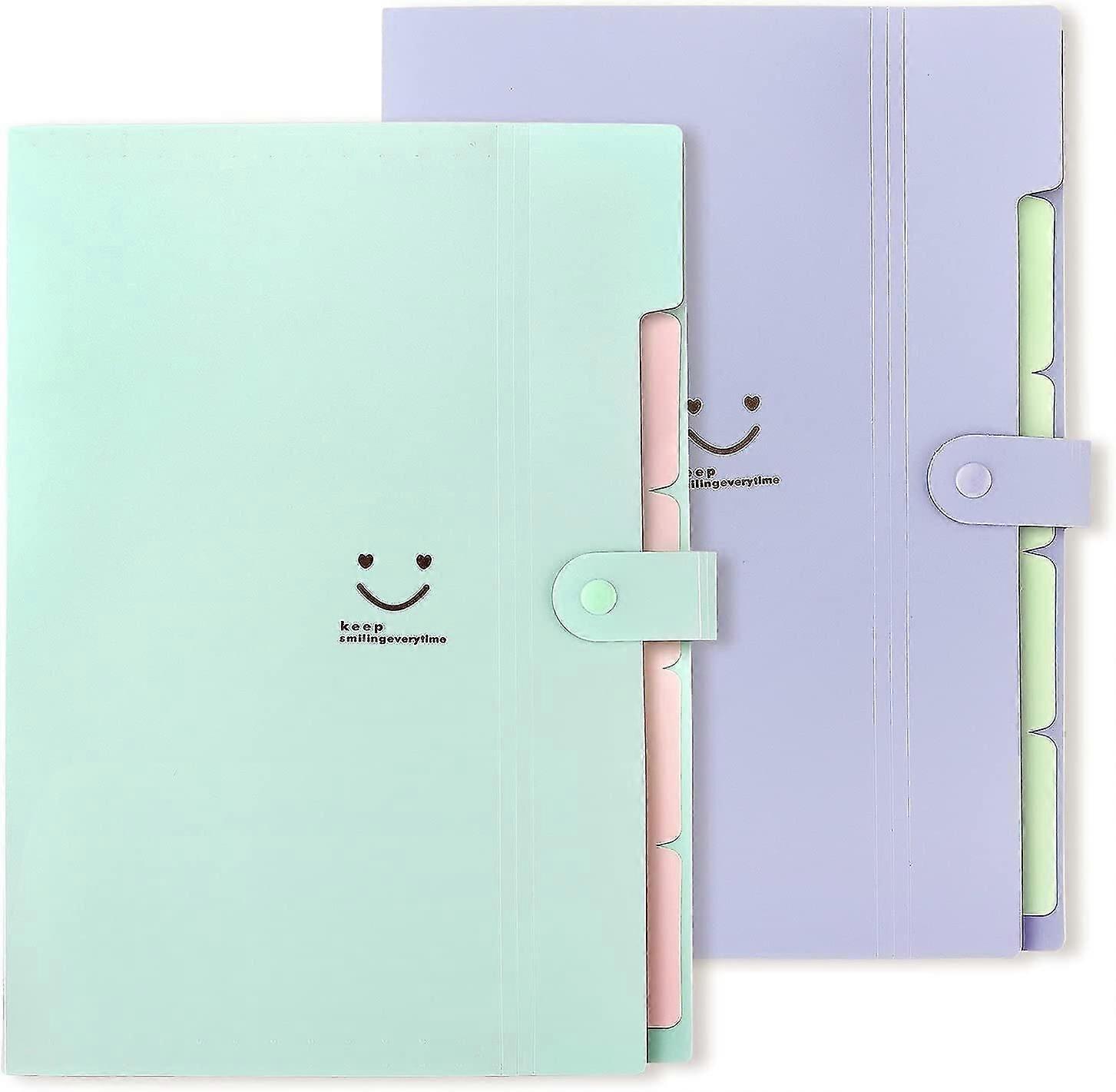 Expanding File Folders A4 Paper Size, 2 Pack (purple, Green)