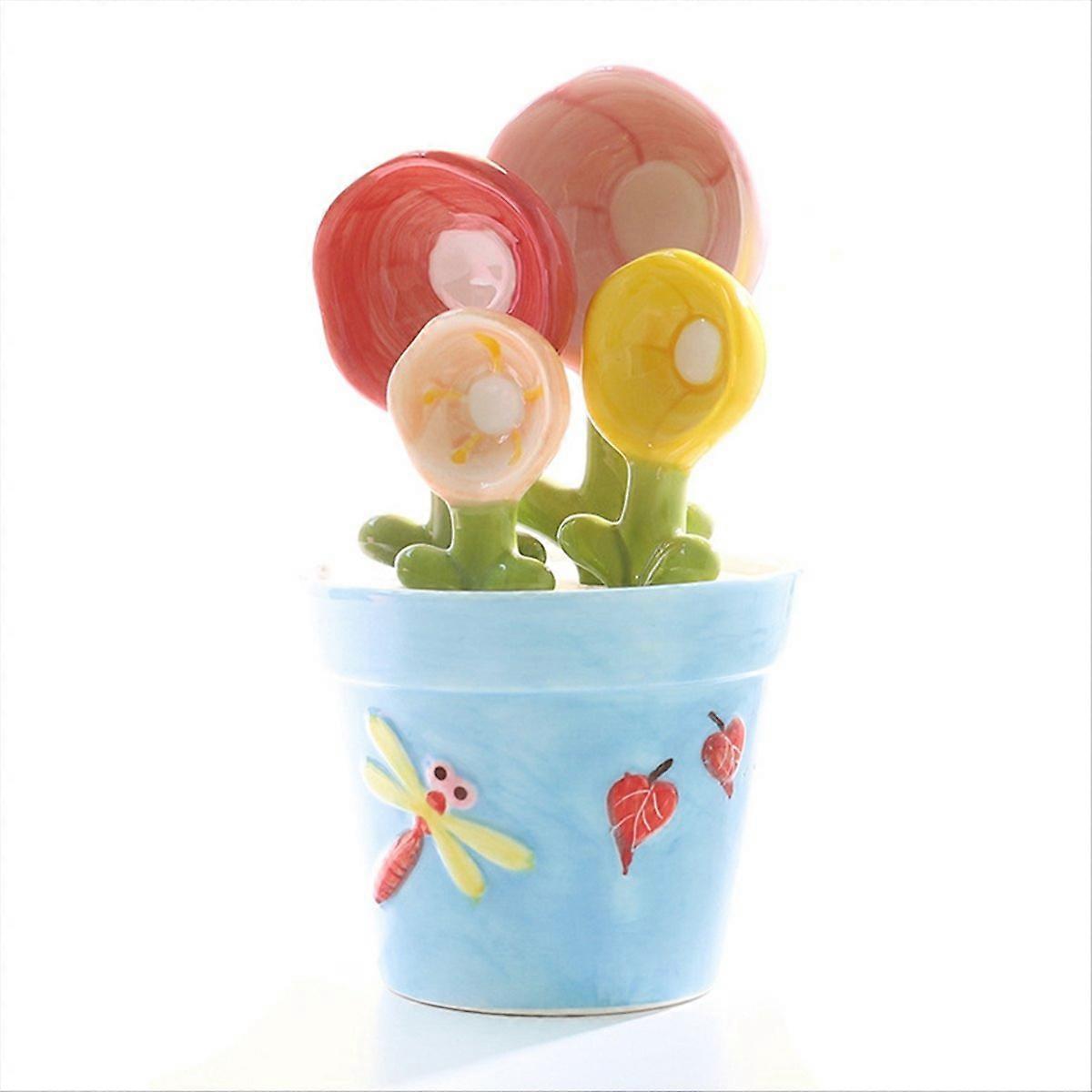 Ceramic measuring spoon baking food home kitchen blue