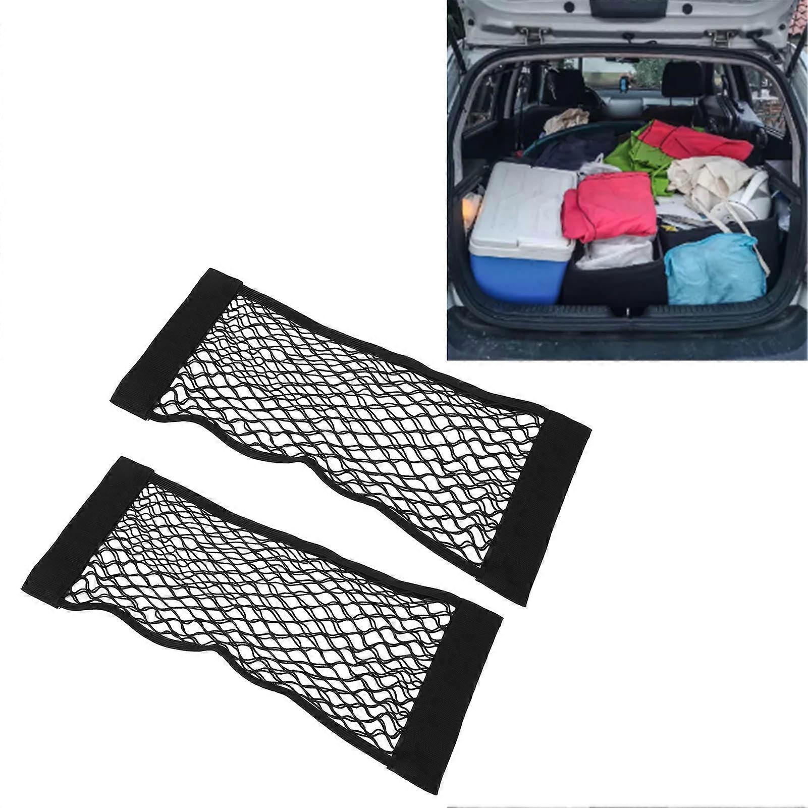 2PCS Car Trunk Storage Net Black Double Layer Storage Net Mesh Bag Mobile Phone Purse Keys Small Things 60 X 24cm 