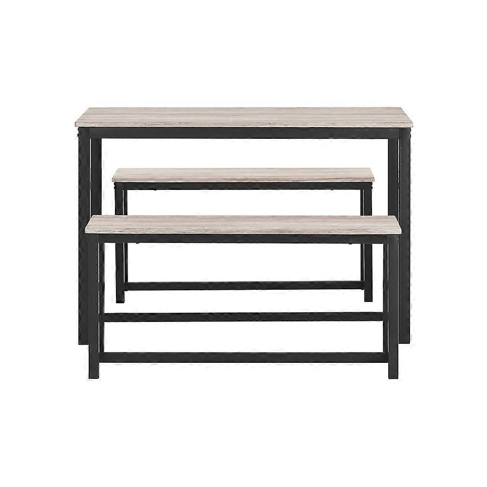Set da pranzo - Tavolo da pranzo e 2 panche, mobili da sala da pranzo dal design industriale moderno, 3 pezzi, effetto legno scuro, SoBuy OGT25-HN ...