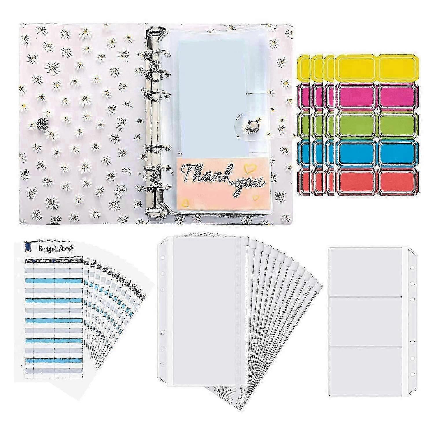 A6 PVC Binder Notebook Cover with Budget Envelope System - Budget Planner with Organizer Pockets for Efficient Money Management