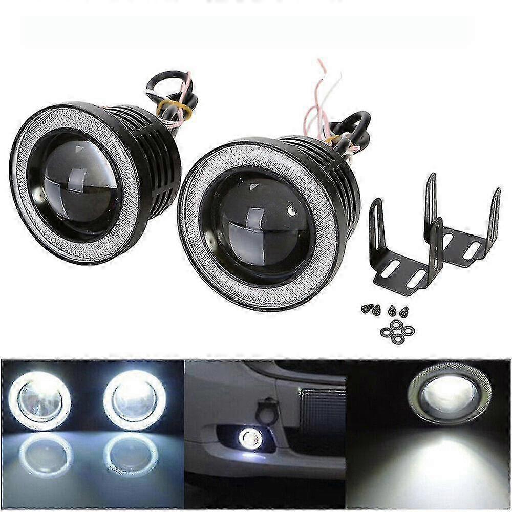 2kpl auton DRL-sumuvalot enkelisilmät halo rengas COB LED-ajovalot universaali
