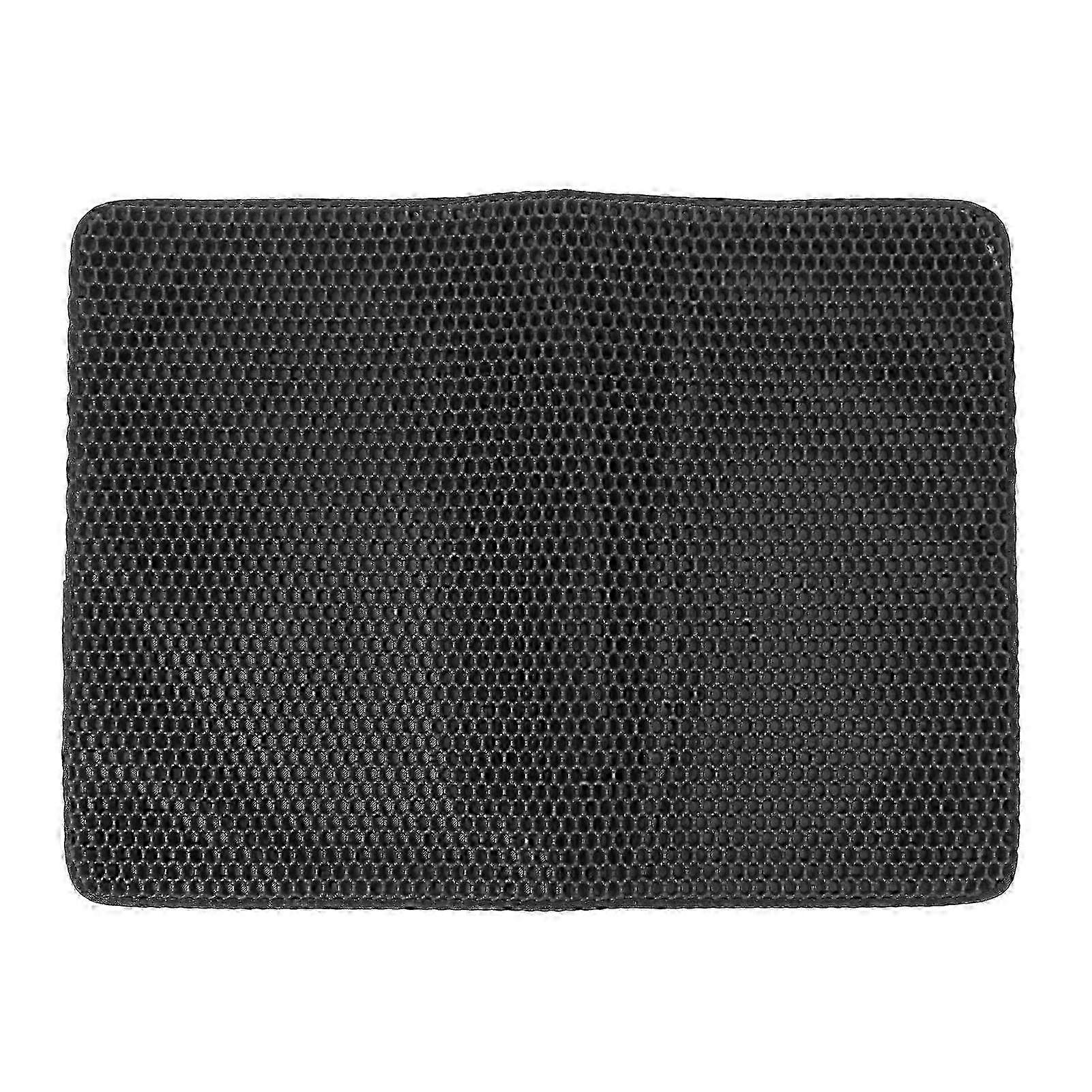 Cat Litter Mat Double Layer EVA Prevent Slip Kitten Litter Trapping Mat for Pet Supplies Black