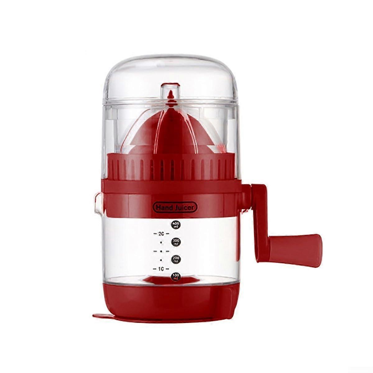 Manual Juicer For Fruit Lemon Orange Squeezer With Measurement Markings Silicone Suction Base ABS+AS 20.5x12.5cm Red