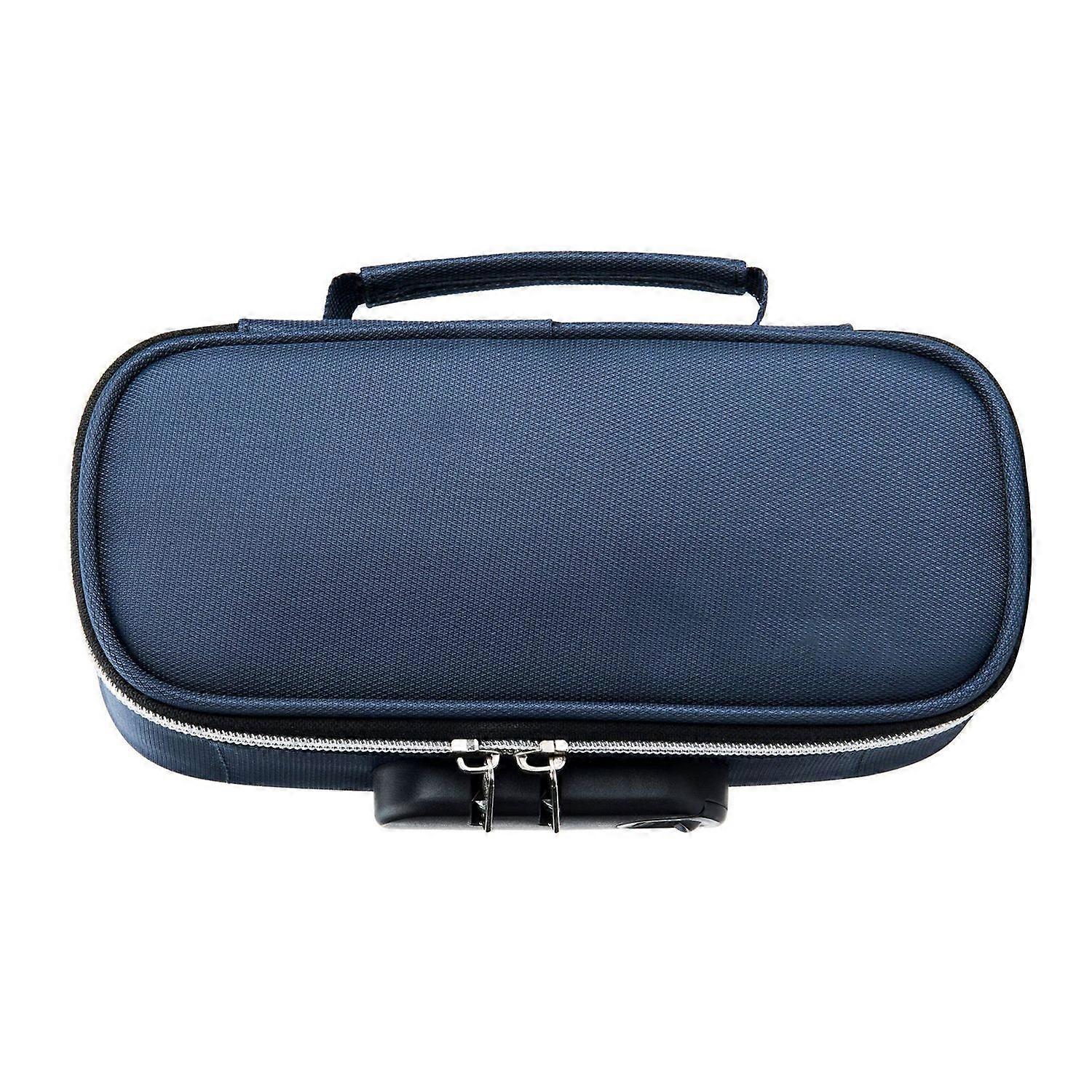 Locking Pencil Case Large Capacity Stylish Canvas Stationery Pouch for High School Students Blue