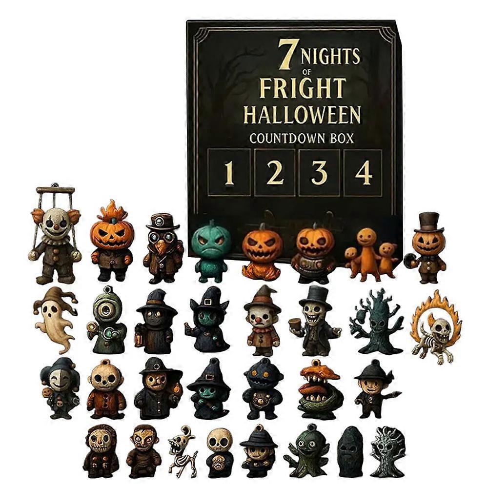 Halloween Advent Calendar 2025 Scary Doll Toys Collectible Horror Figures Spooky Advent Calendar Halloween Countdown Box for Kid
