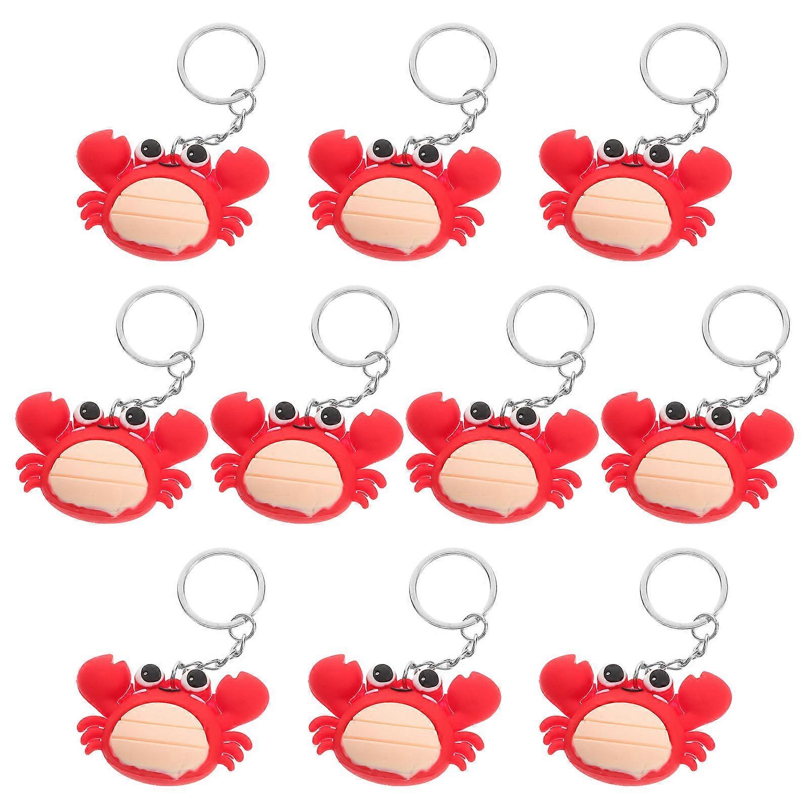 10Pcs Red Simulation Crab Keychains for Hanging Keys with Cute Design