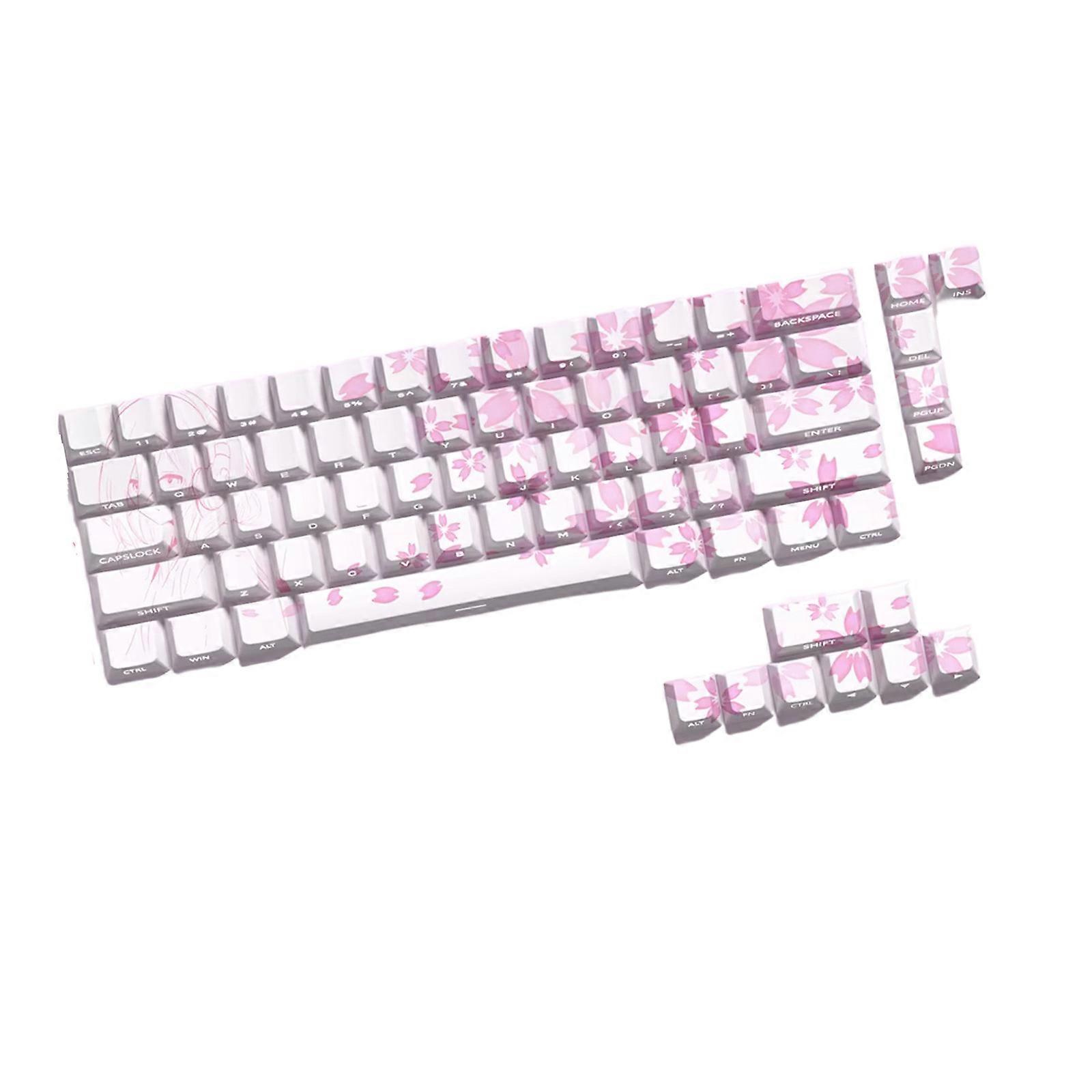 Elegant Translucents Side Print Backlit Keycap 64/74Pcs Pink Cute Comfort Original Profile for Mechanical Keyboards Multicolor