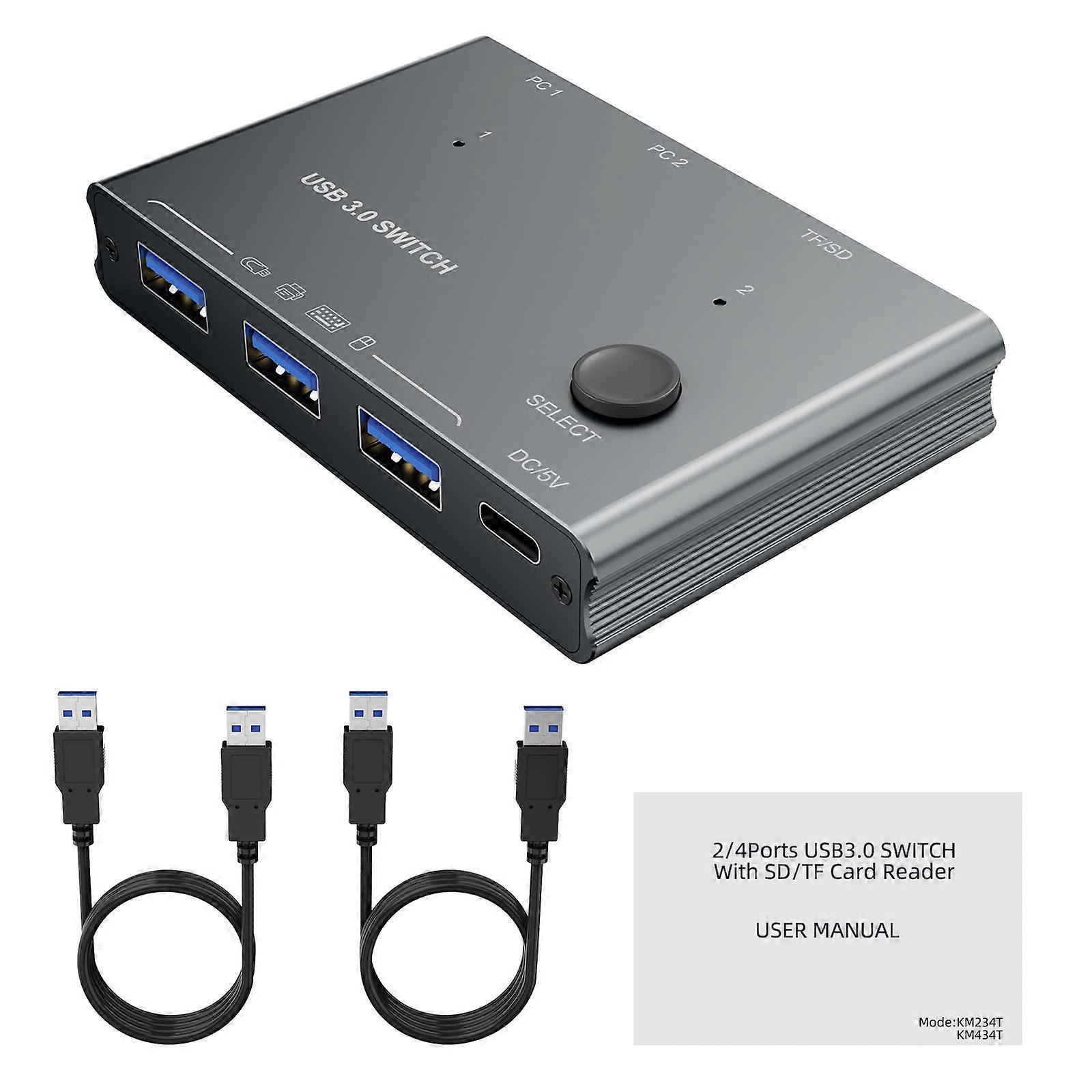 Convenient USB3.0 Hubs USB3.0 Switcher Metal USB Expansion Expand Computer USB Capabilities with Multiple Inputs Output Multicolor