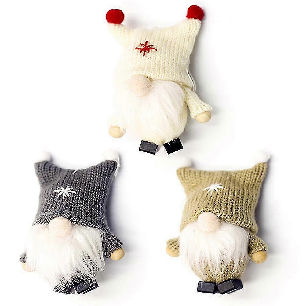 Plush gnome decoration set 3pcs handmade for Xmas tree ornament