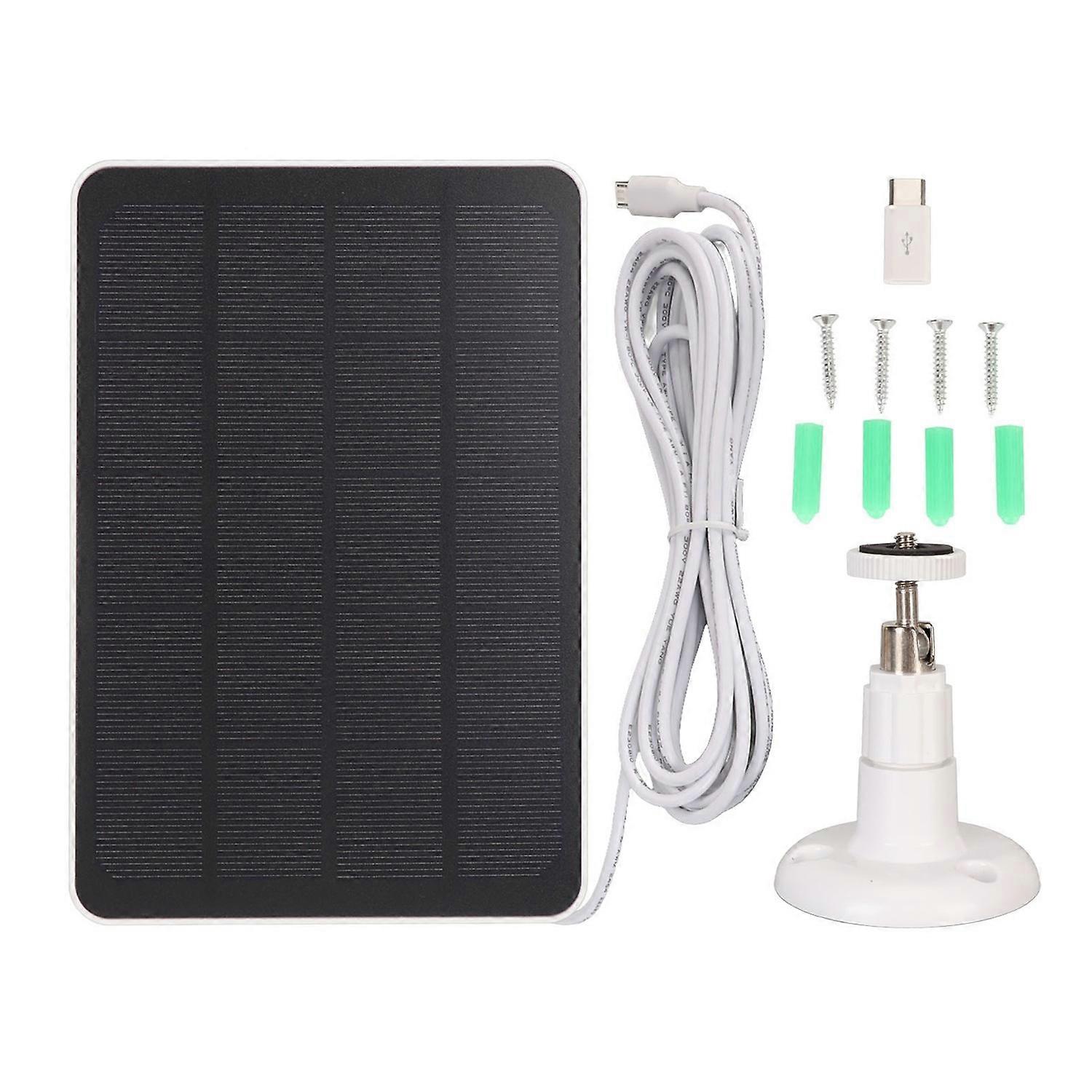 Camera Solar Panel IP65 Waterproof Camera Charger 5V 4W High Efficiency for Micro USB C White