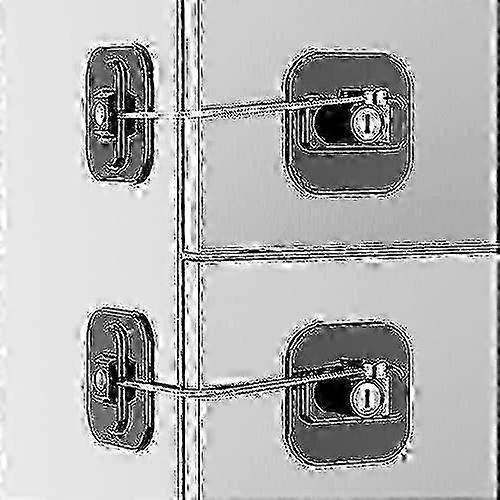 w 2 Pack Refrigerator Lock with 4 Keys, Child Safety Locks with Strong Adhesive for Cabinet Lock, Freezer Lock and Drawer Lock (Black)