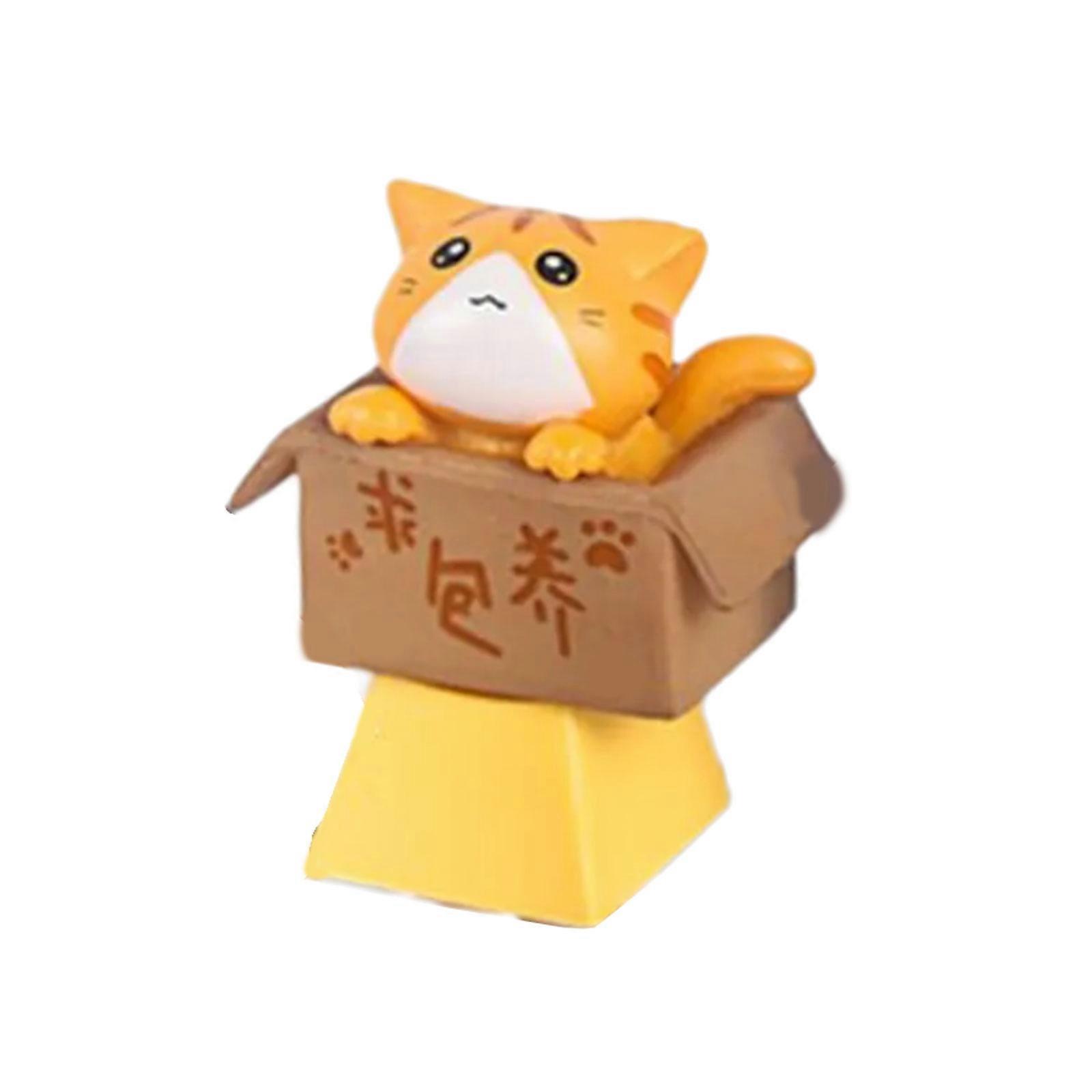 Artistic Handmade Kitten Keycap Crossed Stem Compatible Mechanical Keyboards Accessory For Gamers And Typists  yellow cat