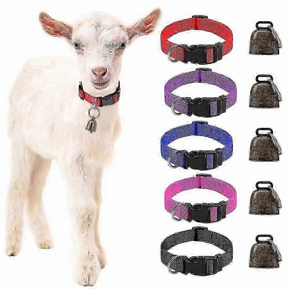 5-Pack Adjustable Collars with Bells for Livestock Safety and Tracking