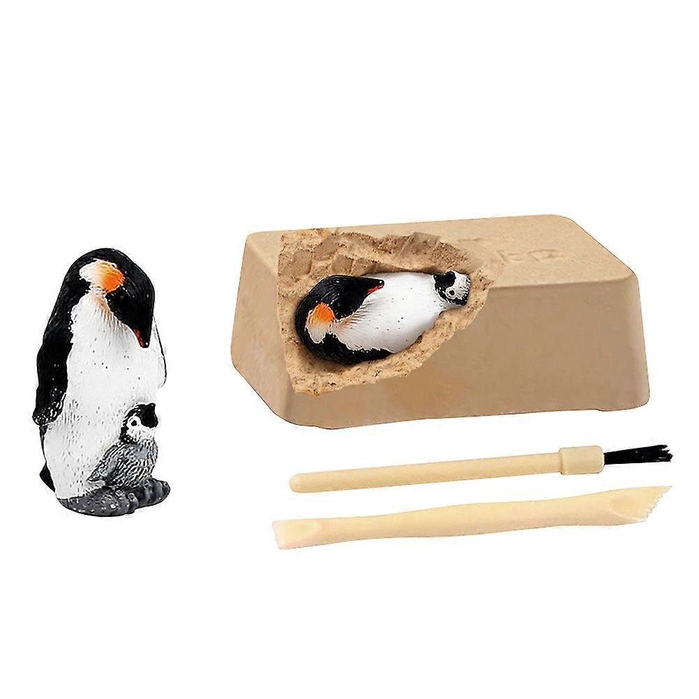 Simulation Penguin Model Brown Penguin Digging Toy for Decoration 1Set