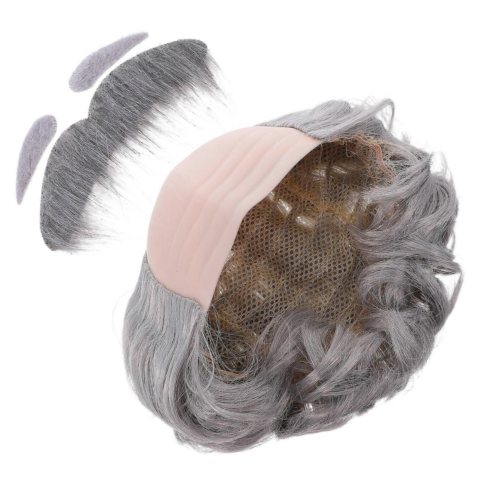 Realistic Bald Cap Costume Set for Halloween Use with Beard for Adults