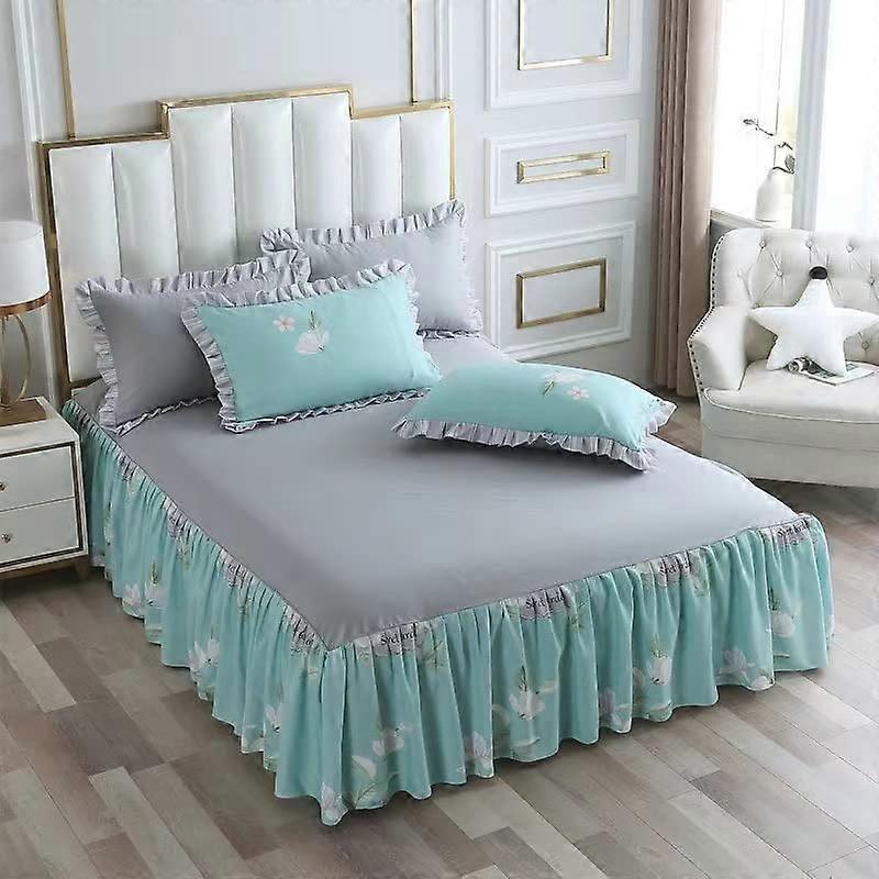 Bed Skirt with Elastic Ruffle Wrap for Double, King, Single Beds DustProof Mattress Cover White 180x200cm (Color D)