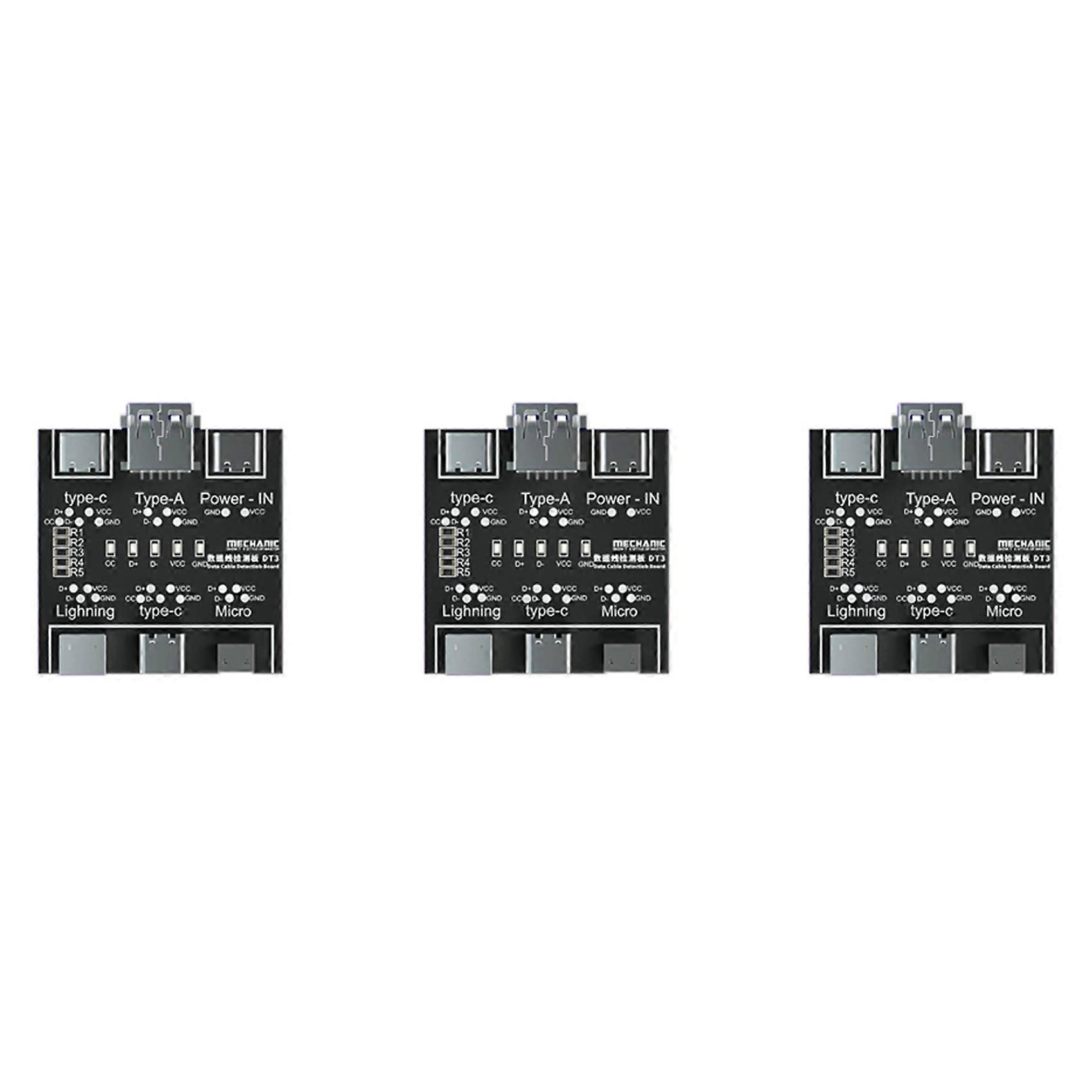 3X DT3 Data Cable Detection Board USB Cable Tester for IOS Android Type-C Short Circuit On-Off Switching Test Board